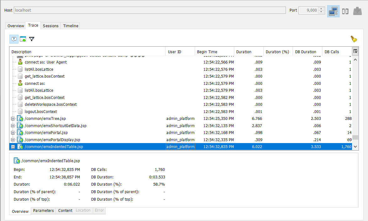 Trace Tab